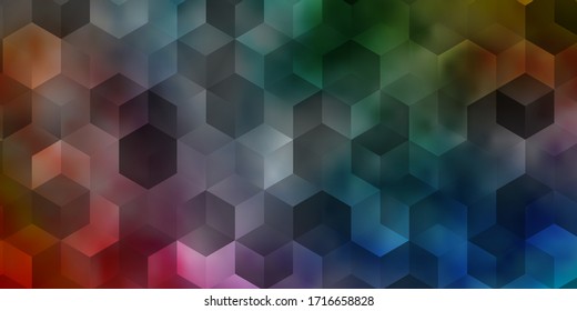 Light Multicolor vector texture with colorful hexagons. Illustration of colored hexagons on blur surface. New template for your brand book.