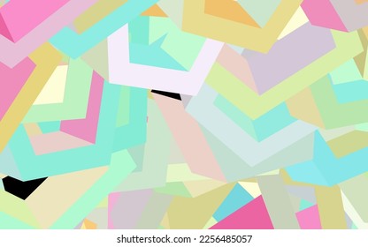 Leichte mehrfarbige Vektorstruktur mit bunten Hexagons. Illustration von gefärbten Hexagonen auf unscharfer Oberfläche. Muster für die Textur von Bildschirmhintergründen.