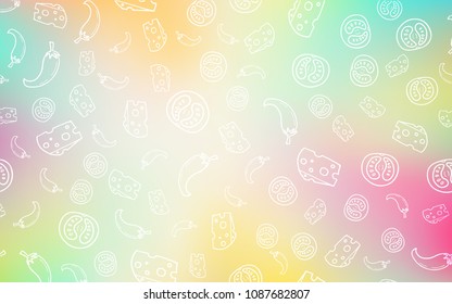 Light Multicolor vector texture with delicious snacks. Decorative shining illustration with food on abstract template. Pattern for ad, booklets, leaflets of restaurants.