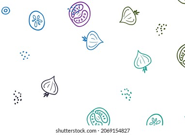 Light Multicolor vector texture with delicious snacks. Illustration with set of fresh food in doodle style. Pattern for menu of cafes, bars, restaurants.