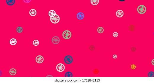 Light multicolor vector texture with disease symbols. Smart illustration with covid signs in decorative style. Simple drawing against danger fever.