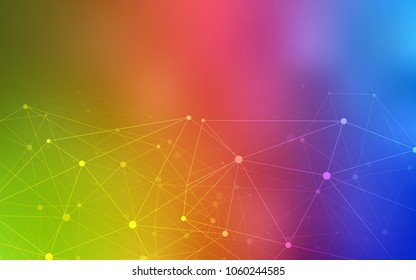 Light Multicolor vector texture with disks, lines. Design with connection of dots and lines on colorful background. Pattern can be used for futuristic ad, booklets.
