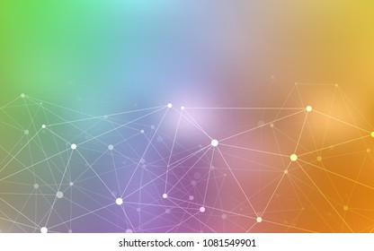 Light Multicolor vector texture with disks, lines. Glitter abstract illustration with connection of triangle structure. Pattern can be used for futuristic ad, booklets.