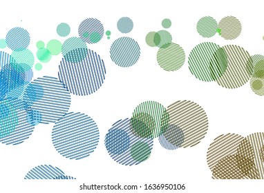 Light Multicolor vector texture with disks. Glitter abstract illustration with blurred drops of rain. Design for your business advert.