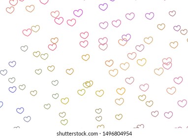 Light Multicolor vector texture with lovely hearts. Beautiful colored illustration with hearts in celebration style. Template for Valentine's greeting postcards.