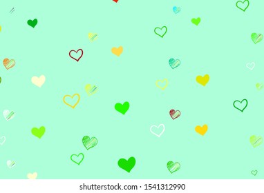 Light Multicolor vector texture with lovely hearts. Illustration with hearts in love concept for valentine's day. Pattern for carnival, festival romantic leaflets.