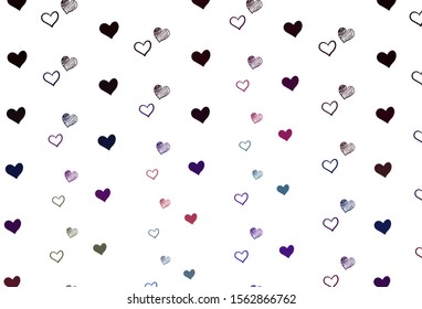 Light Multicolor vector texture with lovely hearts. Blurred decorative design in doodle style with hearts. Template for Valentine's greeting postcards.