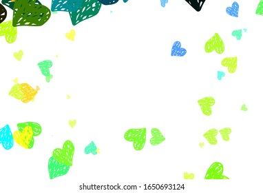 Light Multicolor vector texture with lovely hearts. Beautiful celebration style hearts on abstract illustration. Design for a business advert of anniversary.