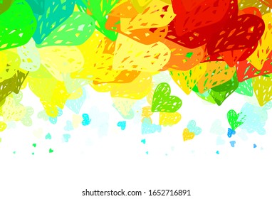 Light Multicolor vector texture with lovely hearts. Illustration with shapes of gradient hearts on blur backdrop. Design for a business advert of anniversary.