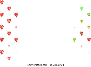 Light Multicolor vector texture with lovely hearts. Decorative design with hearts in simple style . Template for Valentine's greeting postcards.