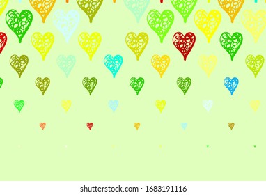 Light Multicolor vector texture with lovely hearts. Beautiful abstract hearts on colorful gradient background. Pattern for marriage gifts, congratulations.