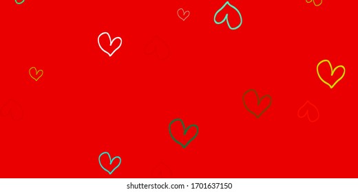Light Multicolor vector texture with lovely hearts. Beautiful colored illustration with hearts in celebration style. Pattern for carnival, festival romantic leaflets.