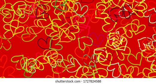Light Multicolor vector texture with lovely hearts. Blurred decorative design in doodle style with hearts. Pattern for valentine's ad, booklets.