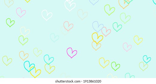 Light Multicolor vector texture with lovely hearts. Illustration with hearts in love concept for valentine's day. Design for ad, poster, banner of Valentine Day.