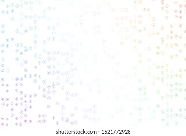 Light Multicolor vector texture with mathematic symbols. Shining colorful illustration with isolated Digit signs. Best design a poster, banner of a math college.