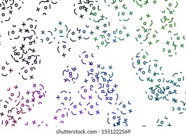 Light Multicolor vector texture with mathematic symbols. Colored mathematic signs with gradient on white background. Pattern for ad, booklets, leaflets of education.