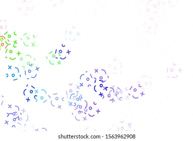Light Multicolor vector texture with mathematic symbols. Blurred design in simple style with collection of numerals. Pattern for ad, booklets, leaflets of education.