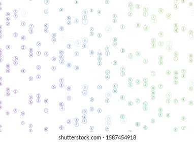 Light Multicolor vector texture with mathematic symbols. Shining colorful illustration with isolated Digit signs. Pattern for school, grammar websites.