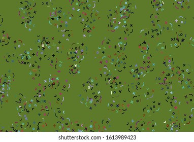 Light Multicolor vector texture with mathematic symbols. Modern geometrical illustration with numerals. Pattern for school, grammar websites.