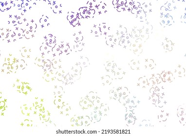 Light Multicolor vector texture with mathematic symbols. Abstract illustration with colored algebra signs. Pattern for school, grammar websites.