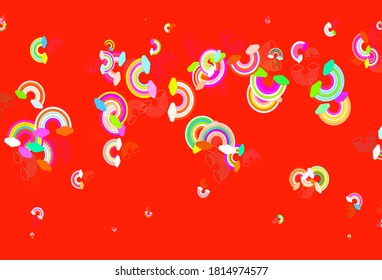 Light Multicolor vector texture with rainbows, clouds. Abstract illustration with gradient rainbow shapes. Sketch for fun designs.