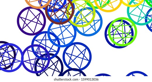 Light Multicolor vector texture with religion symbols. Abstract illustration with gothic gradient shapes. Background for esoteric, mystic designs.