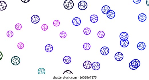 Light Multicolor vector texture with religion symbols. Retro design in abstract style with witchcraft forms. Design for magic, spiritual events.