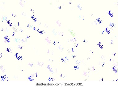 Light Multicolor vector texture with selling prices 30, 50, 90 %. Colored words of sales with gradient on white background. Backdrop for ads, leaflets of Black Friday.