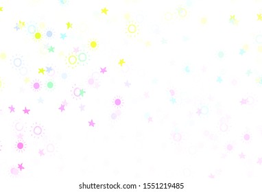 Light Multicolor vector texture with small stars, suns. Blurred decorative design in simple style with stars, suns. Pattern for astronomy websites.