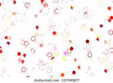 Light Multicolor vector texture with small stars, suns. Stars, suns on blurred abstract background with gradient. Pattern for futuristic ad, booklets.