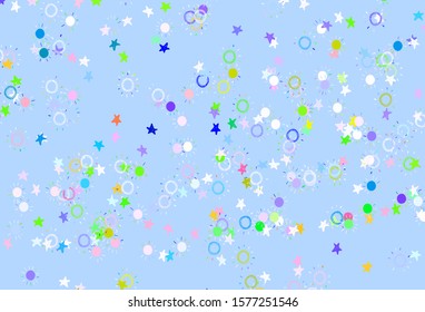 Light Multicolor vector texture with small stars, suns. Shining illustration with stars, suns on abstract template. Best design for your ad, poster, banner.