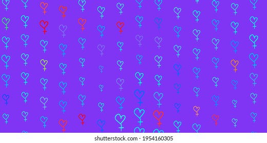Textura vectorial multicolor ligera con símbolos de derechos femeninos. Diseño simple en estilo abstracto con activismo por los derechos de la mujer. Mejor diseño para mostrar el poder de las mujeres.