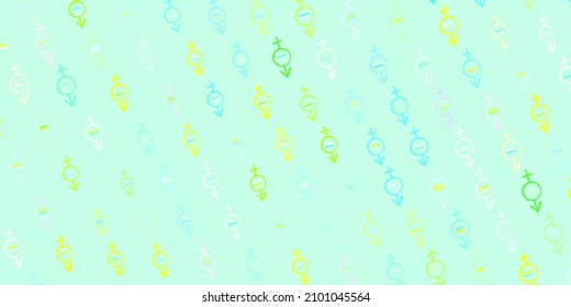 Light Multicolor vector texture with women rights symbols. Colorful illustration with gradient feminism shapes. Design for International Women Day.