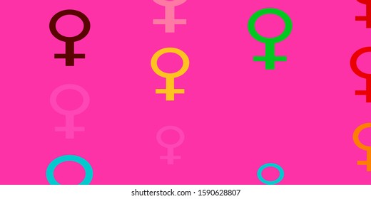 Light Multicolor vector texture with women's rights symbols. Simple design in abstract style with women’s rights activism. Smart design for your apps.