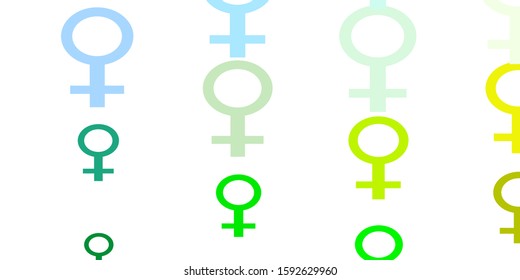 Light Multicolor vector texture with women's rights symbols. Colorful illustration with gradient feminism shapes. Sample for your web designers.
