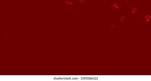 Light Multicolor vector texture with women's rights symbols. Colorful illustration with gradient feminism shapes. Design for landing pages.