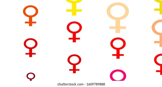 Light Multicolor vector texture with women's rights symbols. Colorful feminism symbols with a gradient in modern style. New design for applications.