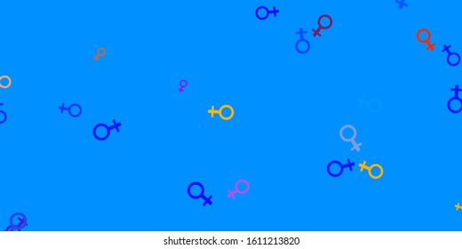 Light Multicolor vector texture with women's rights symbols. Illustration with signs of women's strength and power. Simple design for your web site.