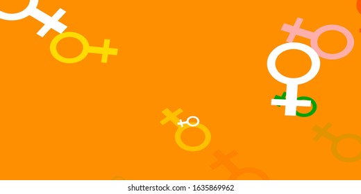 Light Multicolor vector texture with women's rights symbols. Colorful feminism symbols with a gradient in modern style. Base for your app design.