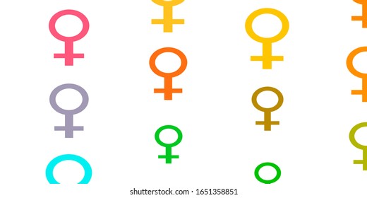 Light Multicolor vector texture with women's rights symbols. Simple design in abstract style with women’s rights activism. Smart design for your apps.