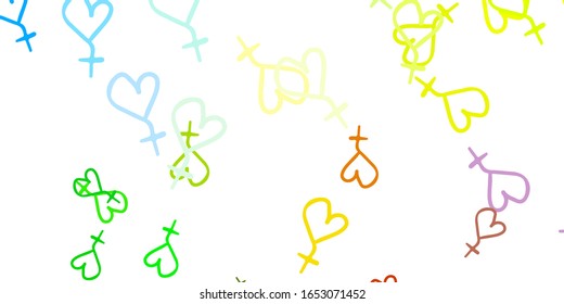 Light Multicolor vector texture with women's rights symbols. Colorful illustration with gradient feminism shapes. Elegant design for wallpapers.