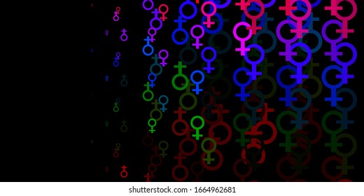 Light Multicolor vector texture with women's rights symbols. Illustration with signs of women's strength and power. Simple design for your web site.