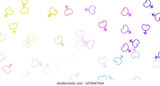 Light Multicolor vector texture with women's rights symbols. Illustration with signs of women's strength and power. Simple design for your web site.