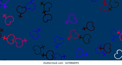 Light Multicolor vector texture with women's rights symbols. Abstract illustration with a depiction of women's power. Background for International Women’s Day.
