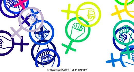 Light Multicolor vector texture with women's rights symbols. Illustration with signs of women's strength and power. Simple design for your web site.