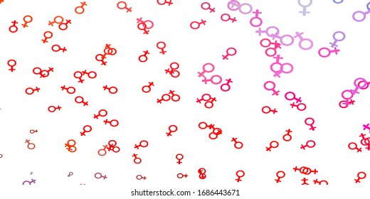 Light Multicolor vector texture with women's rights symbols. Colorful feminism symbols with a gradient in modern style. Background for ui designers.