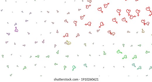 Light Multicolor vector texture with women's rights symbols. Abstract illustration with a depiction of women's power. Design for International Women’s Day.