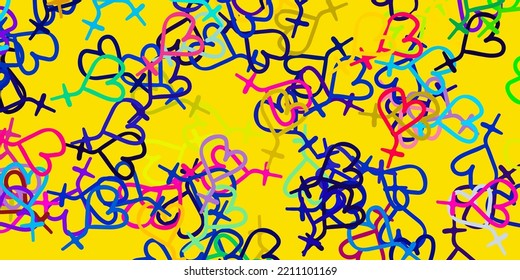 Light Multicolor vector texture with women's rights symbols. Colorful feminism symbols with a gradient in modern style. Simple design for your web site.