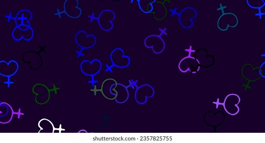 Light Multicolor vector texture with women's rights symbols. Illustration with signs of women's strength and power. Elegant design for wallpapers.