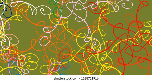 Light Multicolor vector texture with wry lines. Abstract illustration with bandy gradient lines. Template for cellphones.